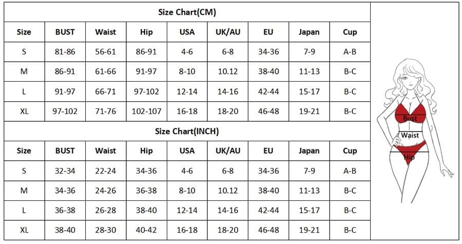 Snake Sliding Triangle Cheeky Brazilian Bikini Swimsuit Size Chart