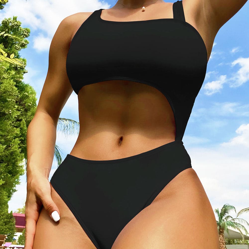 Asymmetric Cutout O Ring Brazilian One Piece Swimsuit - On sale
