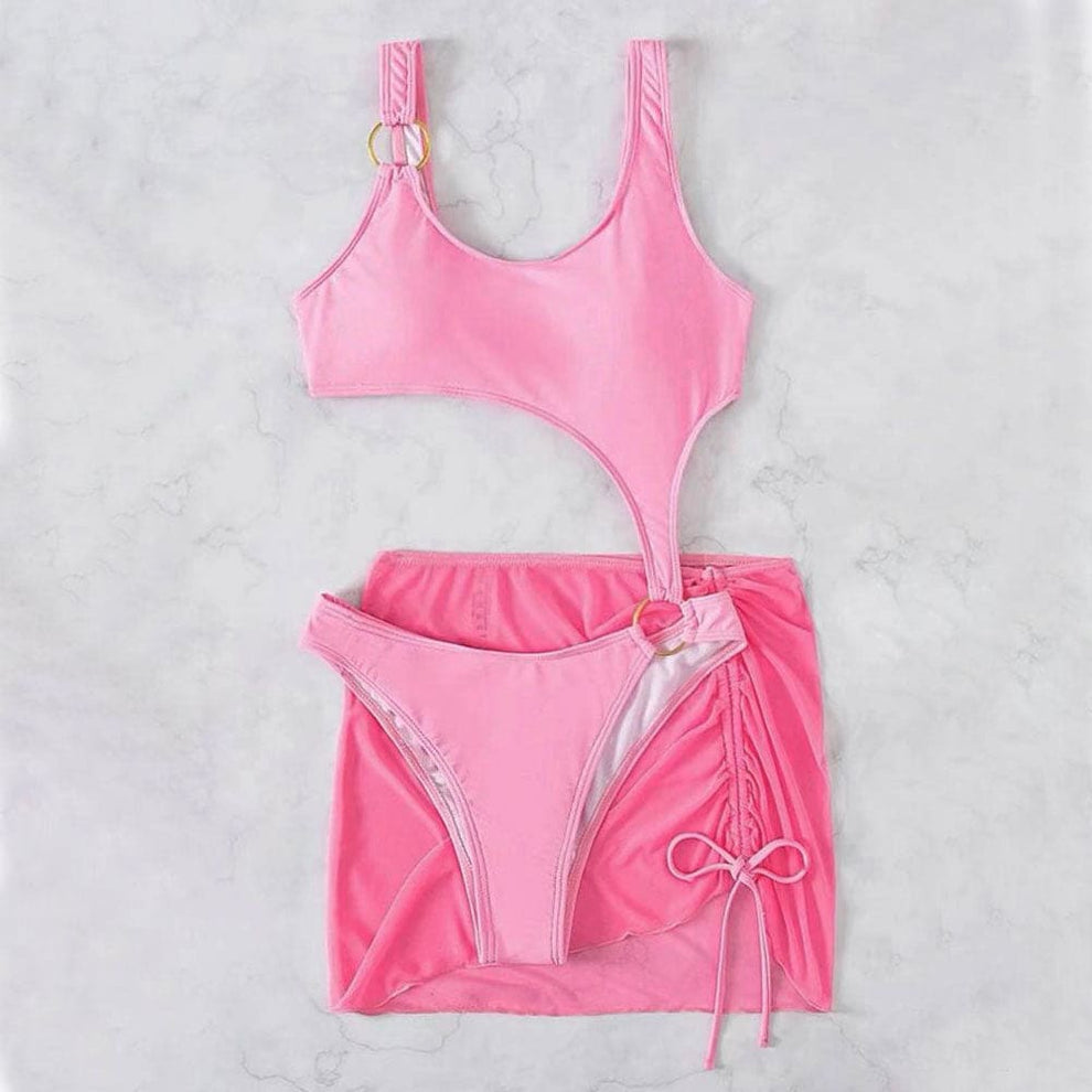 Ruffle O-Ring Cutout One Piece Bathing Suit
