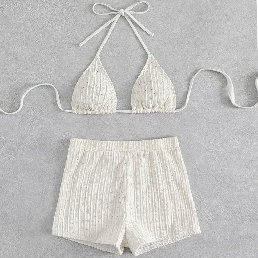 Athletic Ribbed Boyshort Triangle Bikini Swimsuit - On sale