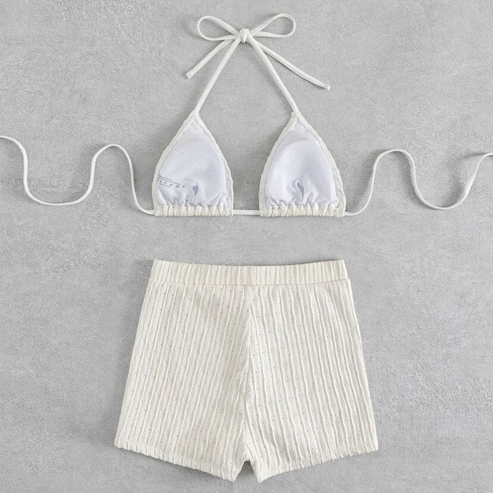 Athletic Ribbed Boyshort Triangle Bikini Swimsuit - On sale