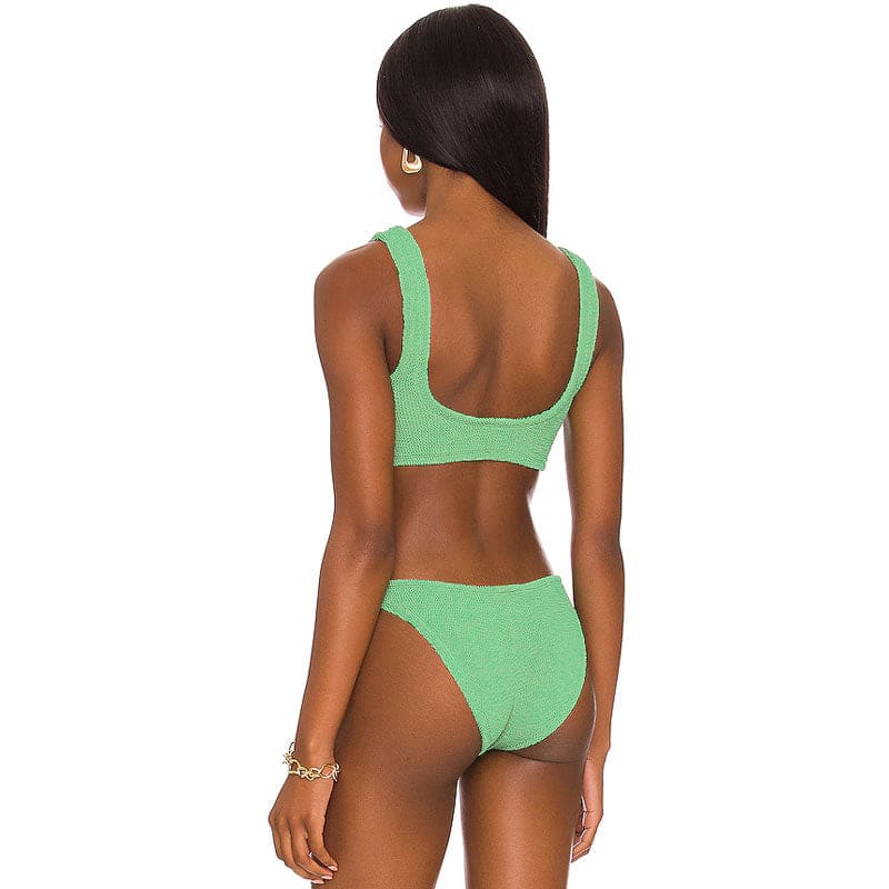 Athletic Shirred Scoop Neck Brazilian Bikini Swimsuit - On sale
