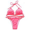 Boho Multi String Sliding Triangle Mini Brazilian Swimsuit - PINK / S On sale