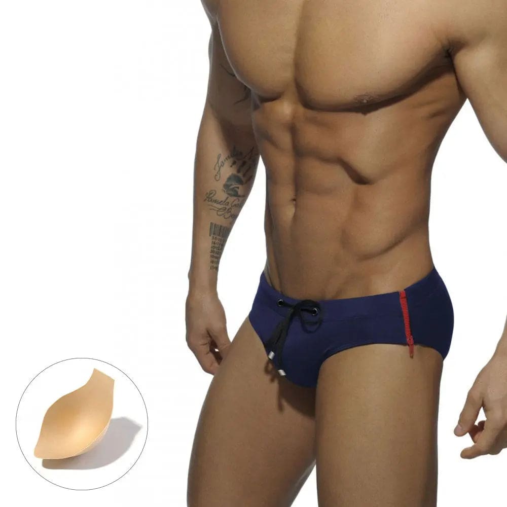 Can Open Zipper Padded Men’s Swim Briefs - Darkblue Pad / M On sale