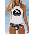 Coconut Drawstring Side Halter Neck Tankini Set - White / S On sale