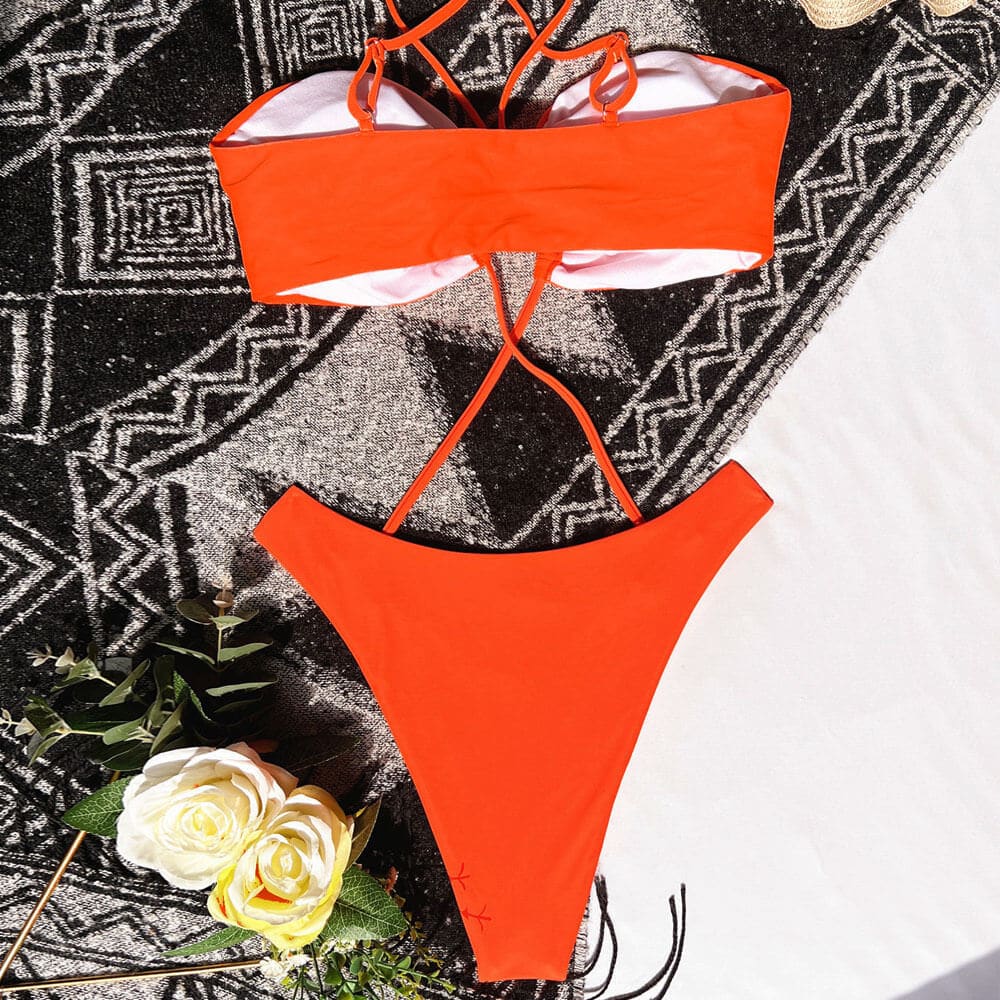 Crisscross O Ring Cutout Brazilian One Piece Swimsuit - On sale