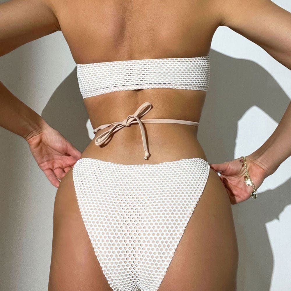 Crochet Fishnet Cut Out Halter Brazilian Bikini - On sale