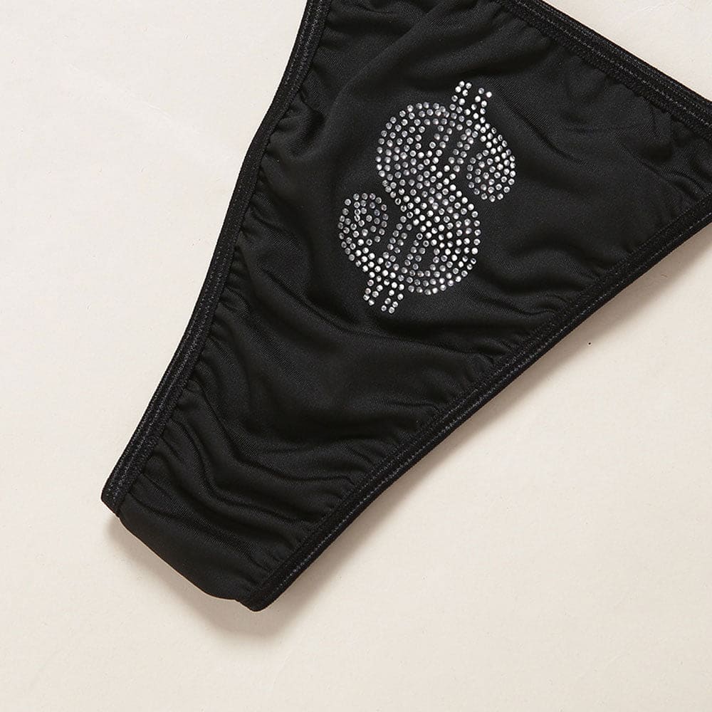 Crystal Dollar Print Triangle Brazilian Bikini Swimsuit - On sale