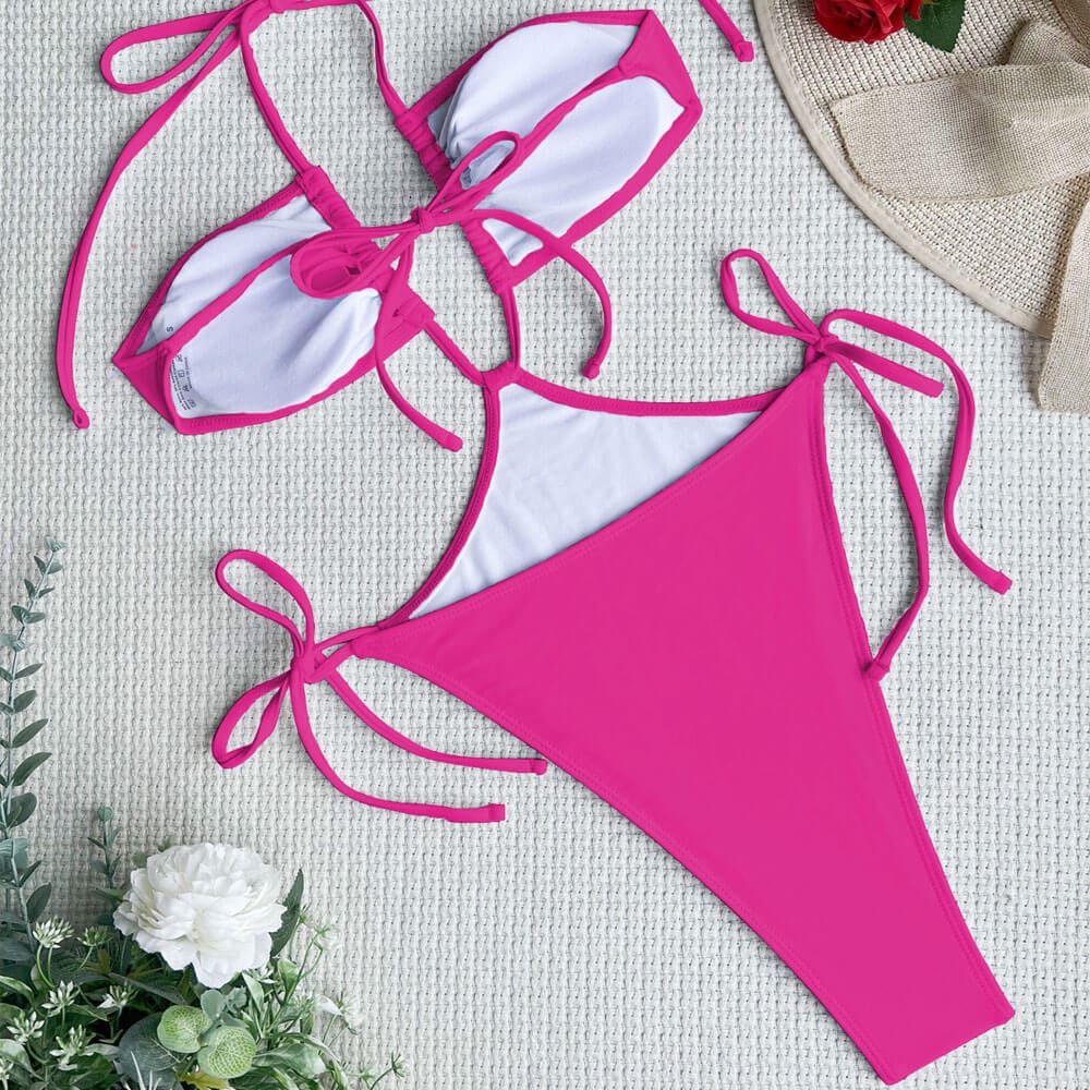 Cut Out Halter Monokini Brazilian One Piece Swimsuit - On sale