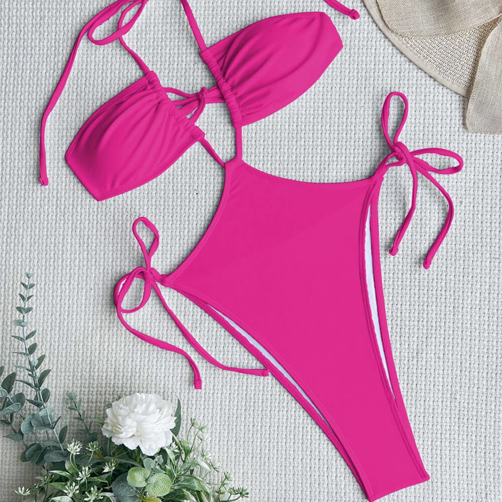 V Neck Cut Out Halter Monokini