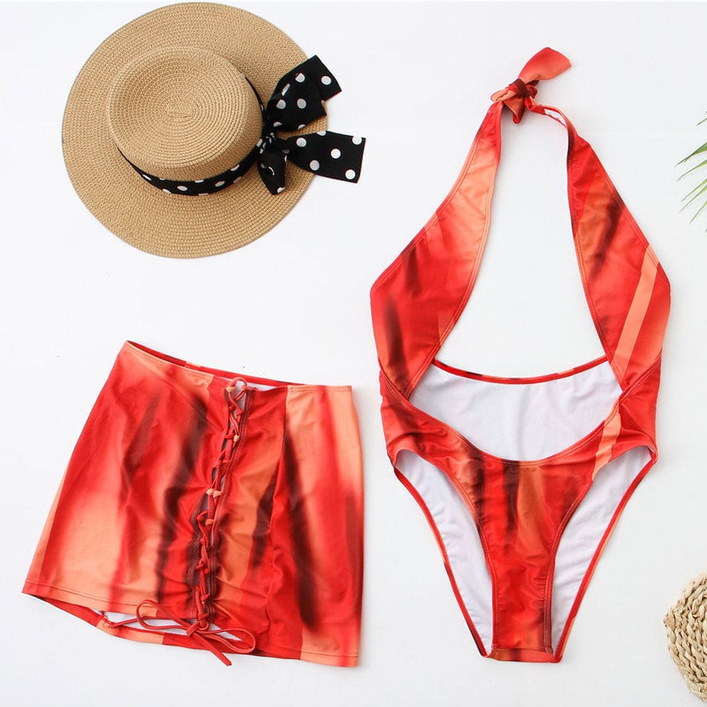 Cutout Cross Halter Open Back One Piece Swimsuit - On sale