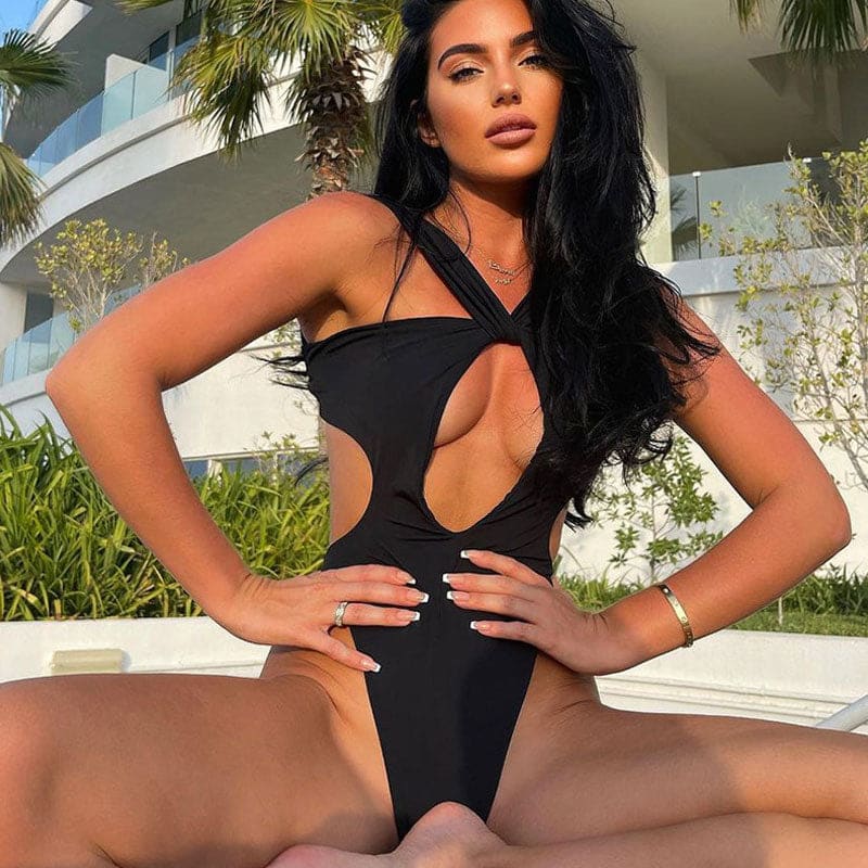 Cutout Tie Back Monokini Brazilian One Piece Swimsuit - On sale