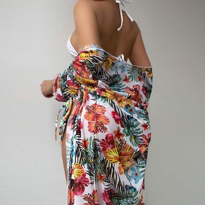 Floral Contrast High Waist Brazilian Bikini Swimsuits - On sale