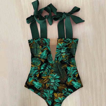 Floral Shoulder Strappy Backless One Piece Swimsuit Monokini - CZ19999G6 / S On sale