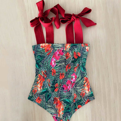 Floral Shoulder Strappy Backless One Piece Swimsuit Monokini - CZ19999G9 / S On sale