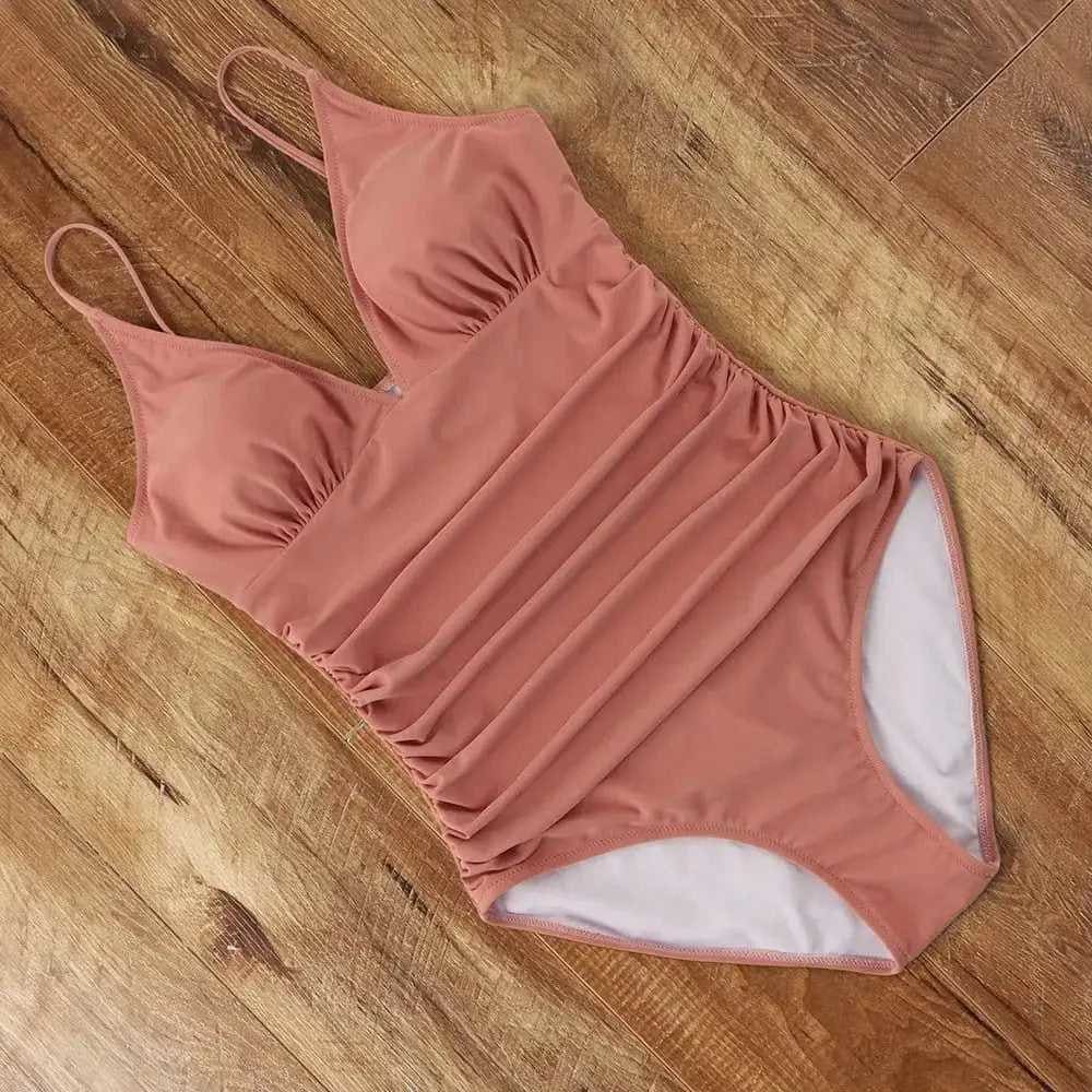 Halter Neck Push Up High Waist One Piece Swimsuit - On sale