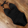 Halter Neck Push Up High Waist One Piece Swimsuit - B3857BK / S On sale
