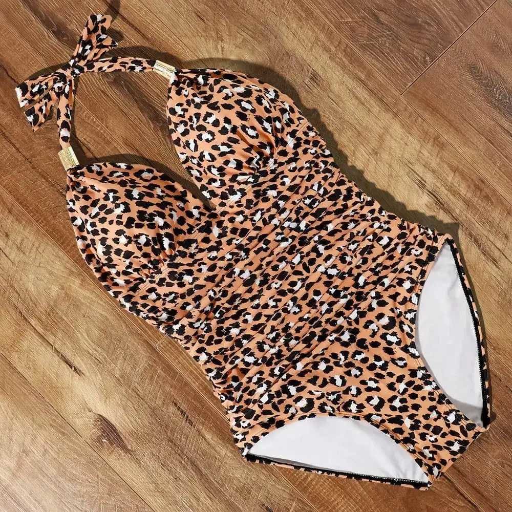 Halter Neck Push Up High Waist One Piece Swimsuit - B3857BP / S On sale