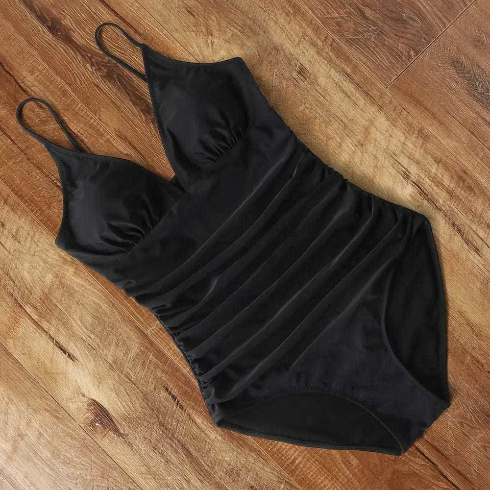 Halter Neck Push Up High Waist One Piece Swimsuit - B3885BK / S On sale