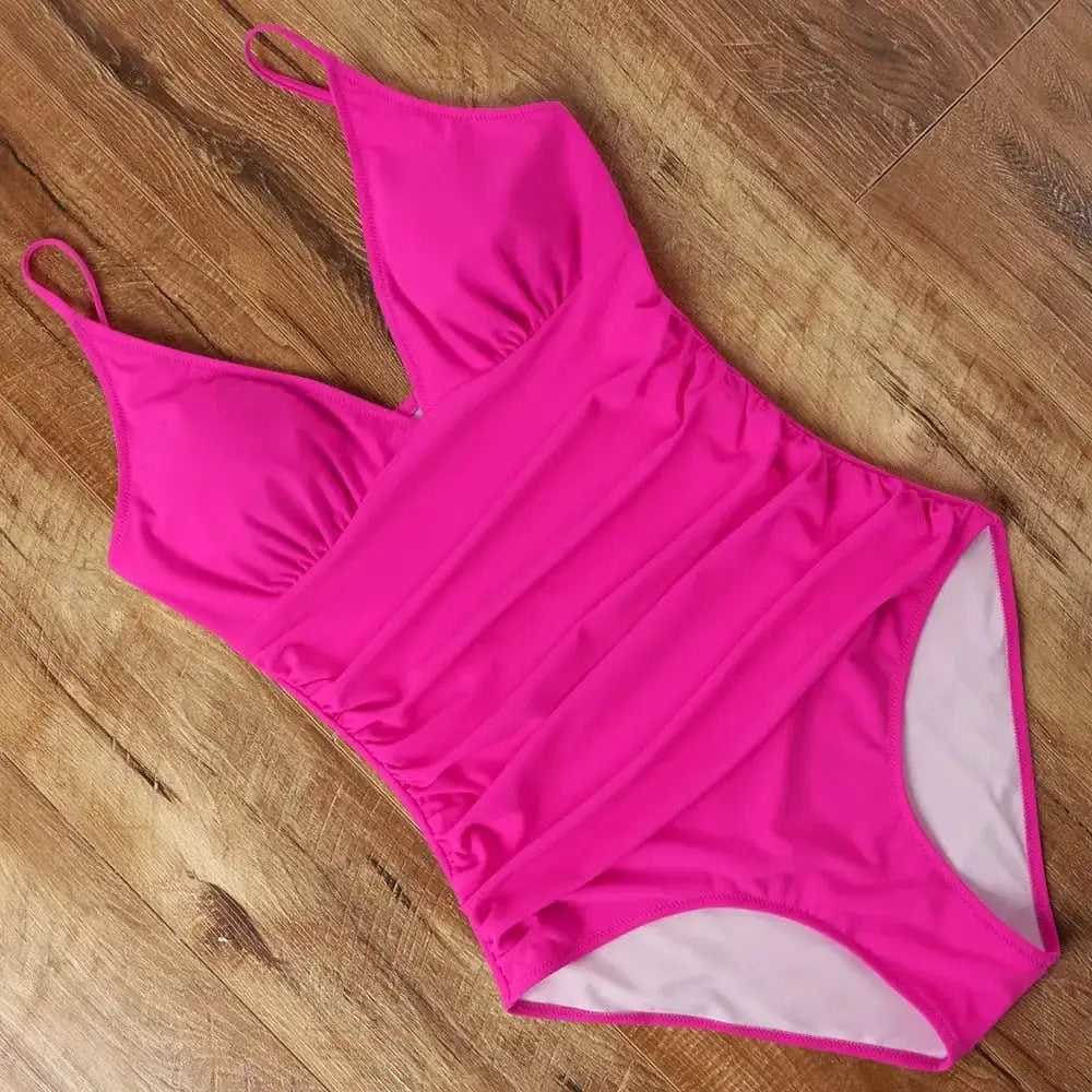 Halter Neck Push Up High Waist One Piece Swimsuit - B3885RR / S On sale