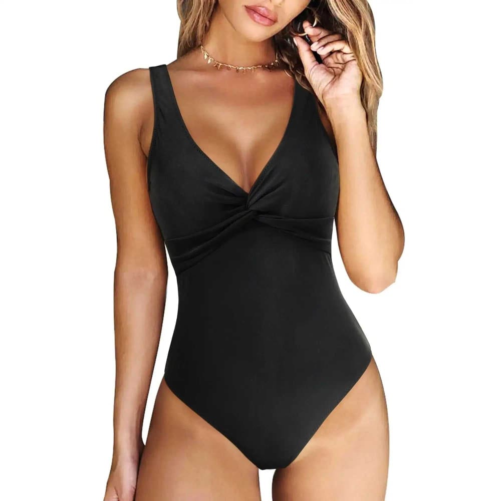 Halter Neck Push Up High Waist One Piece Swimsuit - B4432BK / S On sale
