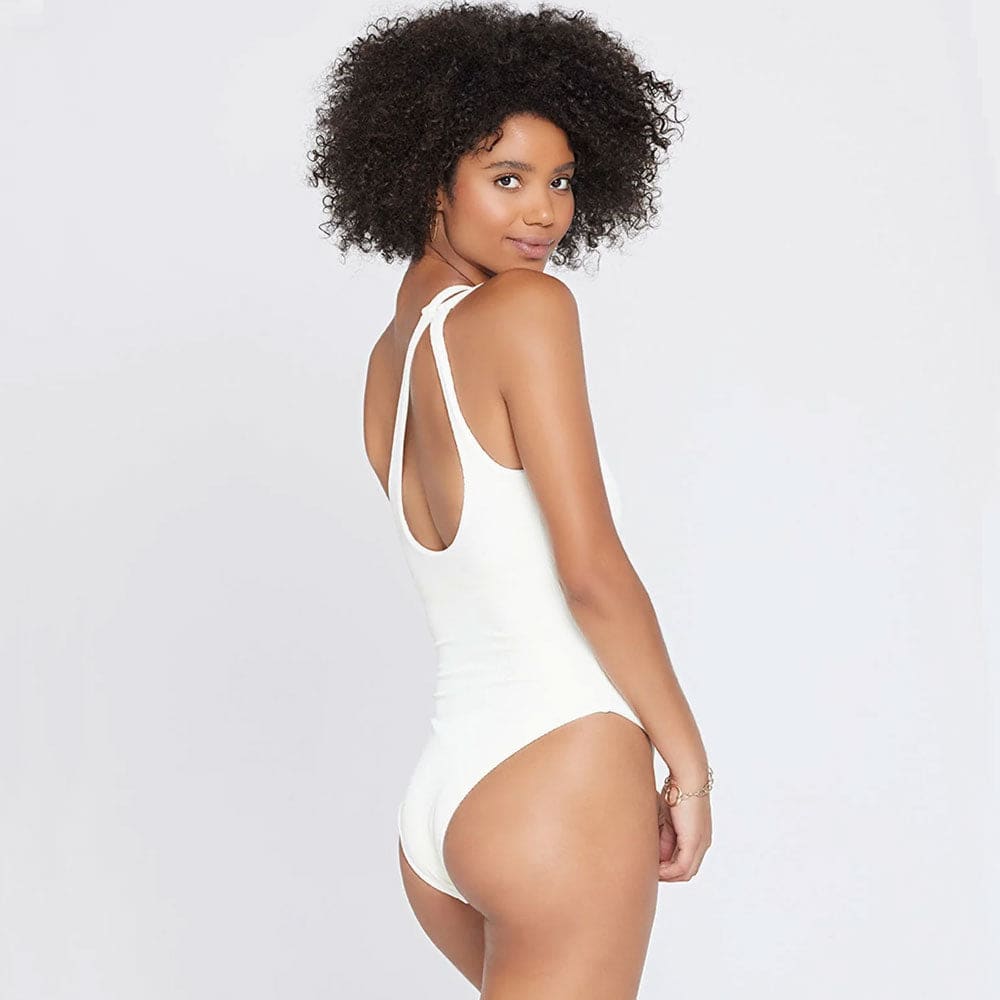 High Cut One Shoulder Cutout Piece Swimsuit - On sale
