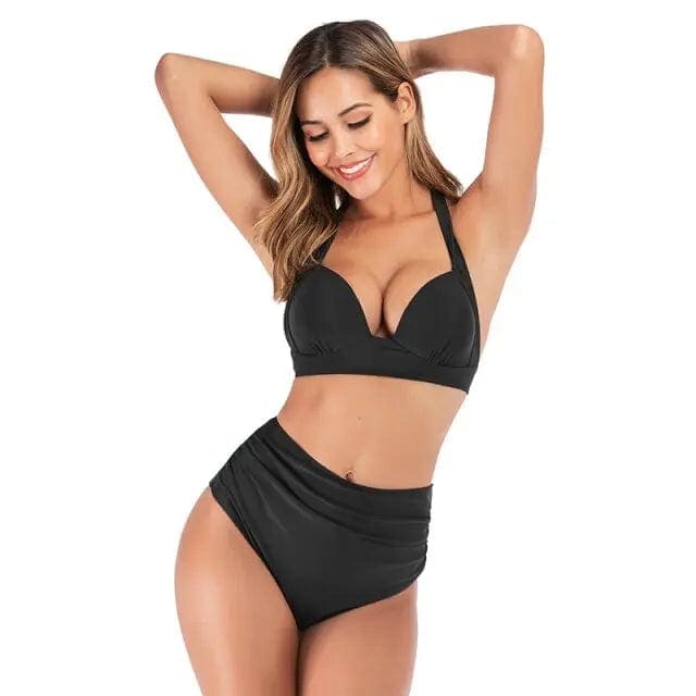 High waisted Push Up Halter Brazilian Bikini Swimsuits - 4 / S On sale
