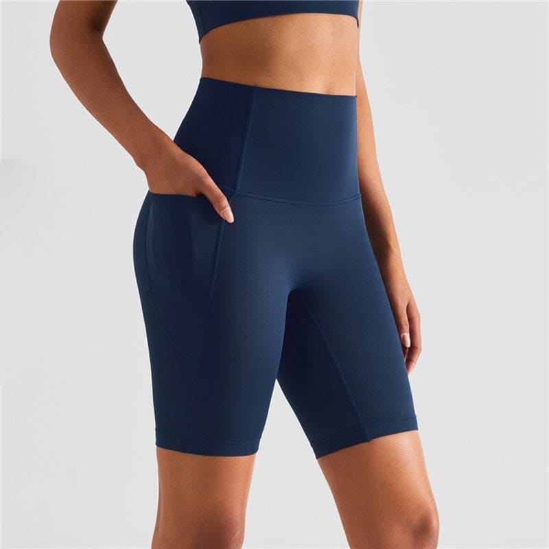 High Waisted Yoga Shorts Leggings Workout Pants - TRUE NAVY / S On sale