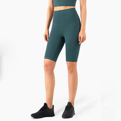 High Waisted Yoga Shorts Seamless Tight Elastic Sports Gym Pants - Deep jade / S On sale