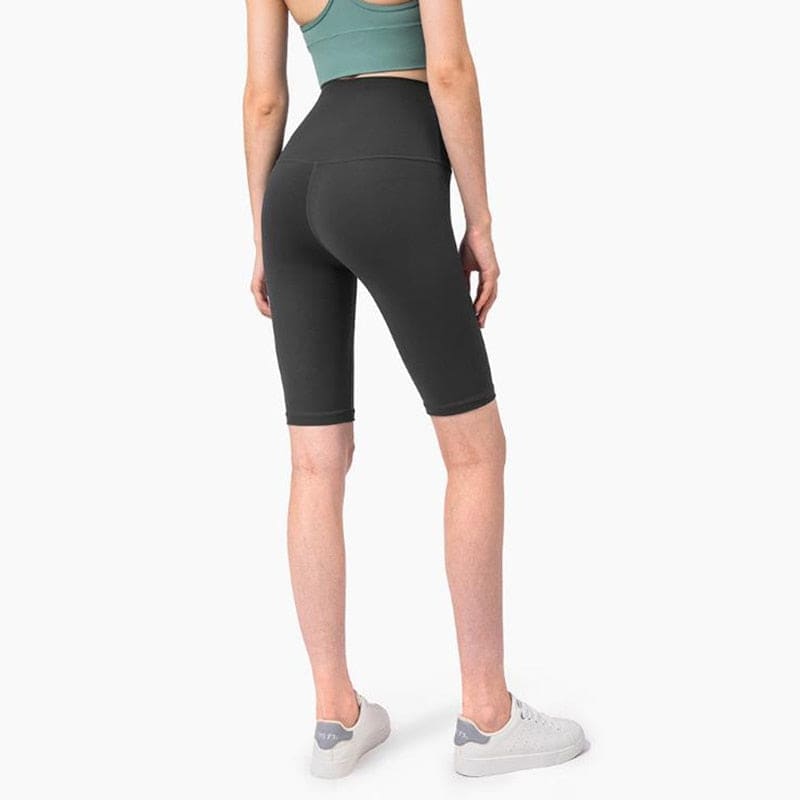 High Waisted Yoga Shorts Seamless Tight Elastic Sports Gym Pants - Graphite Grey / S