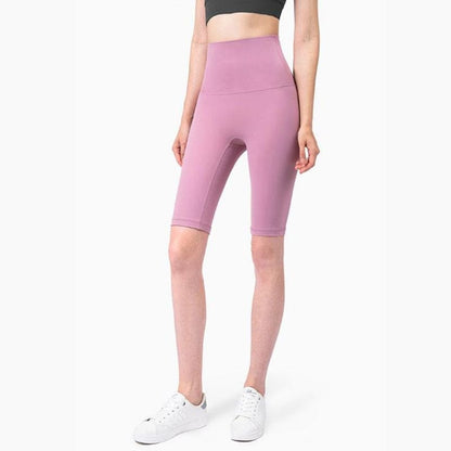 High Waisted Yoga Shorts Seamless Tight Elastic Sports Gym Pants - Pink Taupe / S On sale