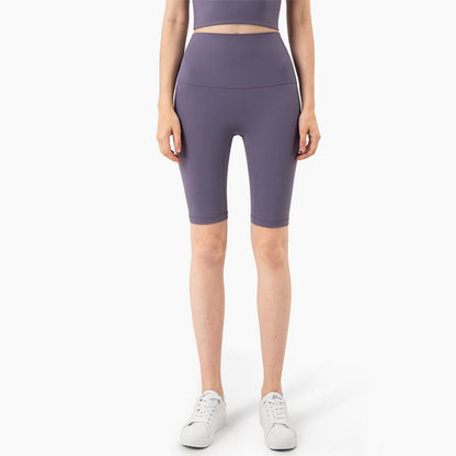 High Waisted Yoga Shorts Seamless Tight Elastic Sports Gym Pants - Purple quartz / S