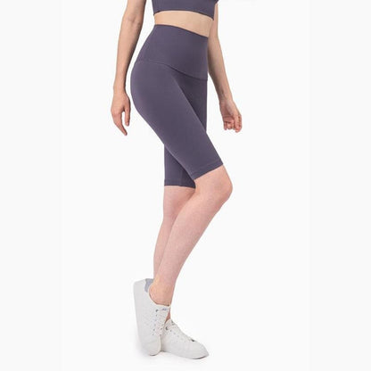 High Waisted Yoga Shorts Seamless Tight Elastic Sports Gym Pants - Violet Ash / S On sale