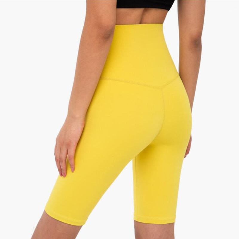 High Waisted Yoga Shorts Seamless Tight Elastic Sports Gym Pants - Yellow / S On sale