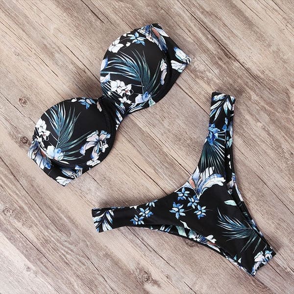 Leopard Push Up Bandeau Brazilian Bikini Swimsuit - B1964BF / S On sale