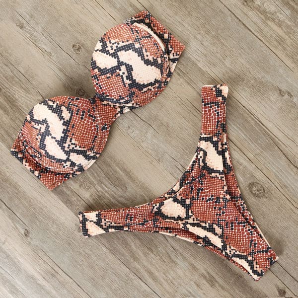 Leopard Push Up Bandeau Brazilian Bikini Swimsuit - B1964SP / S On sale