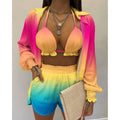 Long Sleeve High Waist Three Piece Bikini Swimsuit - Style10 / S On sale