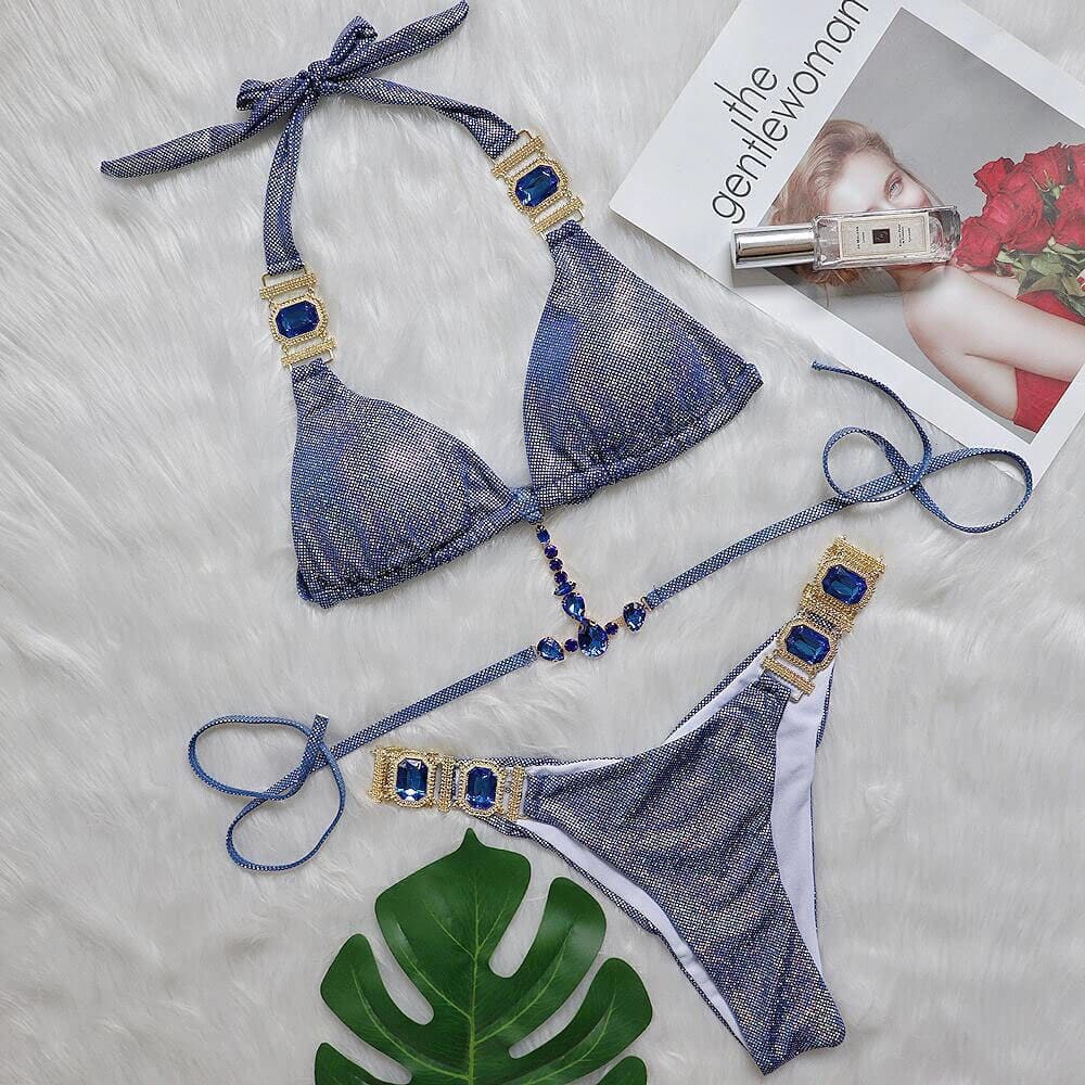 Luxury Crystal Triangle Brazilian Bikini Swimsuit - On sale