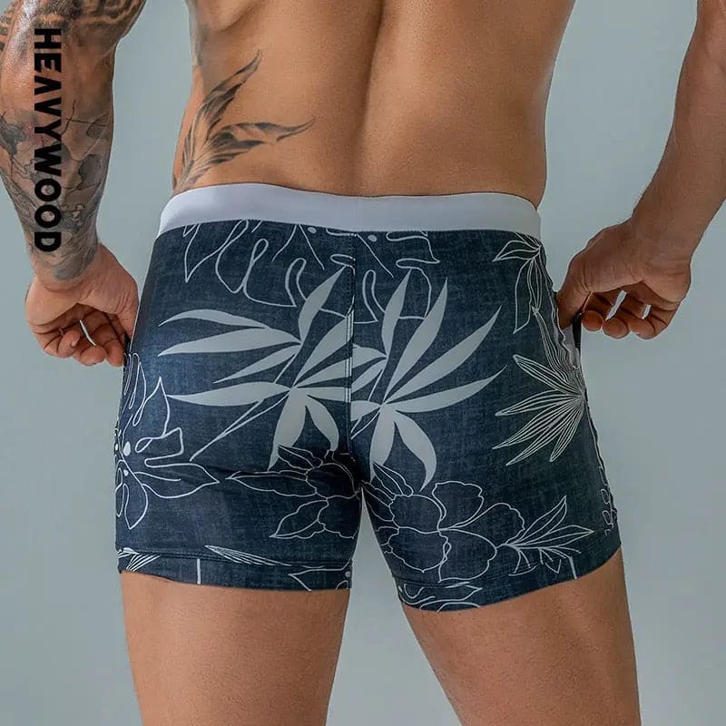 Mens Swim Shorts Drawstring Elastic Waist Swimsuit - On sale
