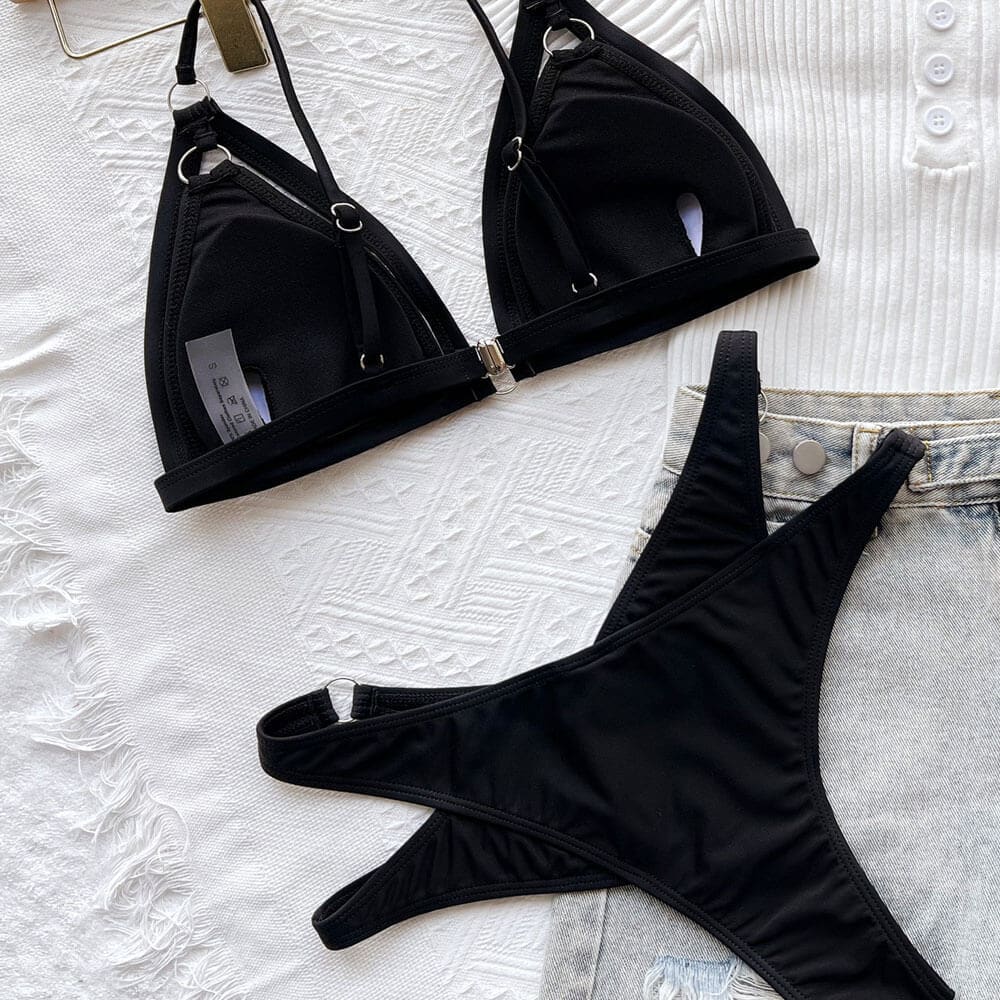 Metal O Ring Cutout Triangle Sunnybikinis Swimsuit - On sale