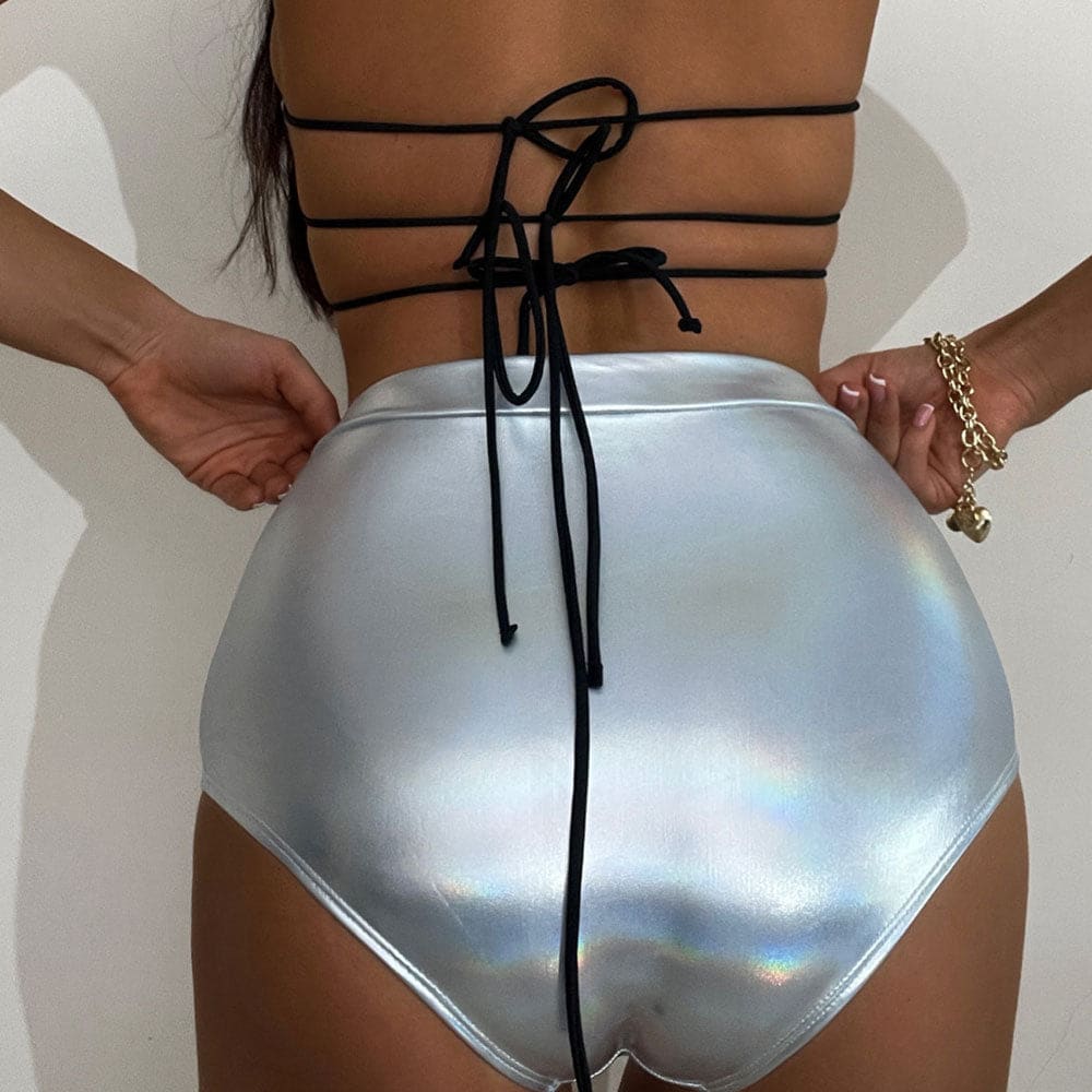 Metallic Starfish Halter String Bikini Swimsuit - On sale