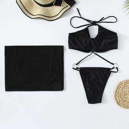 Minimalist Cut Out O Ring Halter One Piece Swimsuit - On sale