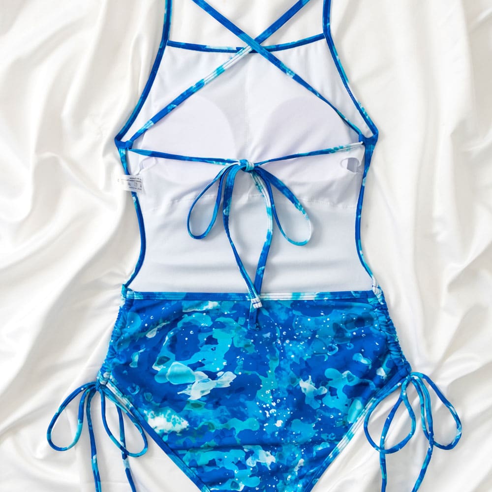 Nautical Low Back Tie String One Piece Swimsuit - On sale