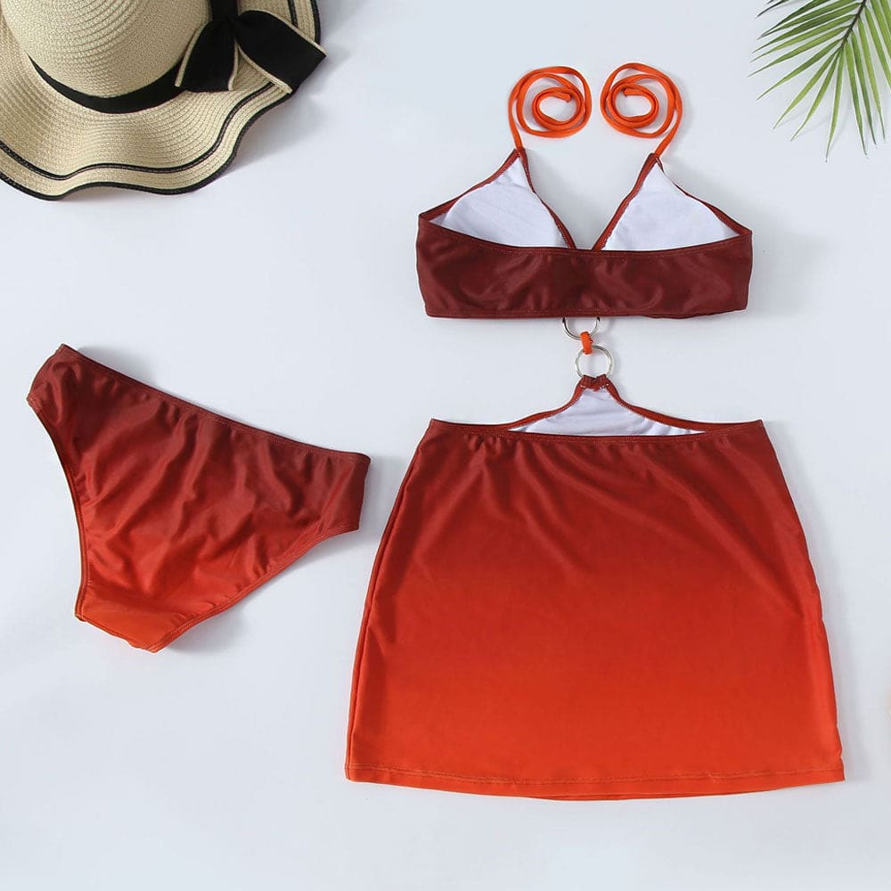 Ombre O Ring Cut Out Brazilian One Piece Swimsuit - On sale