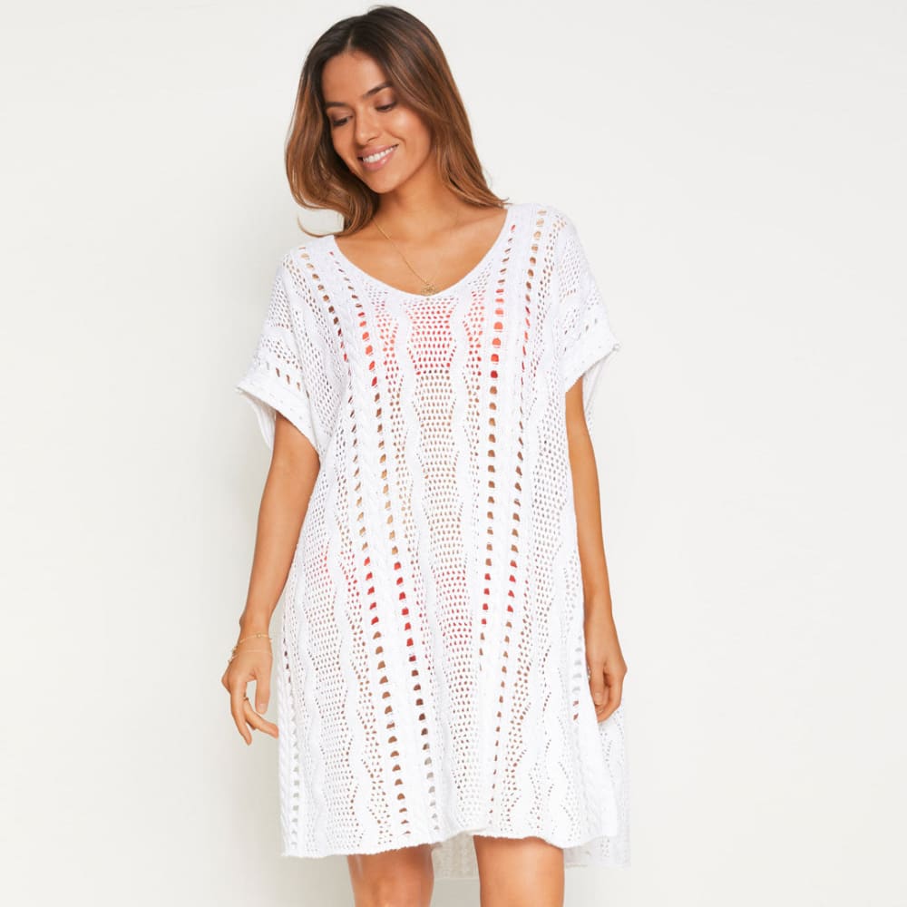 Oversized Crochet Open Knit Chic Mini Cover Up - White / One Size On sale