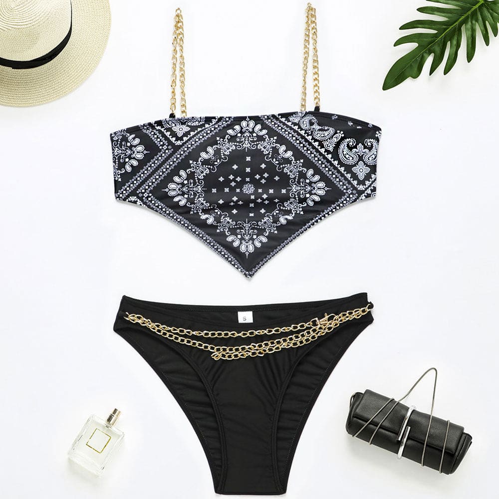 Paisley Pattern handkerchief Brazilian Bikini Swimsuit - On sale