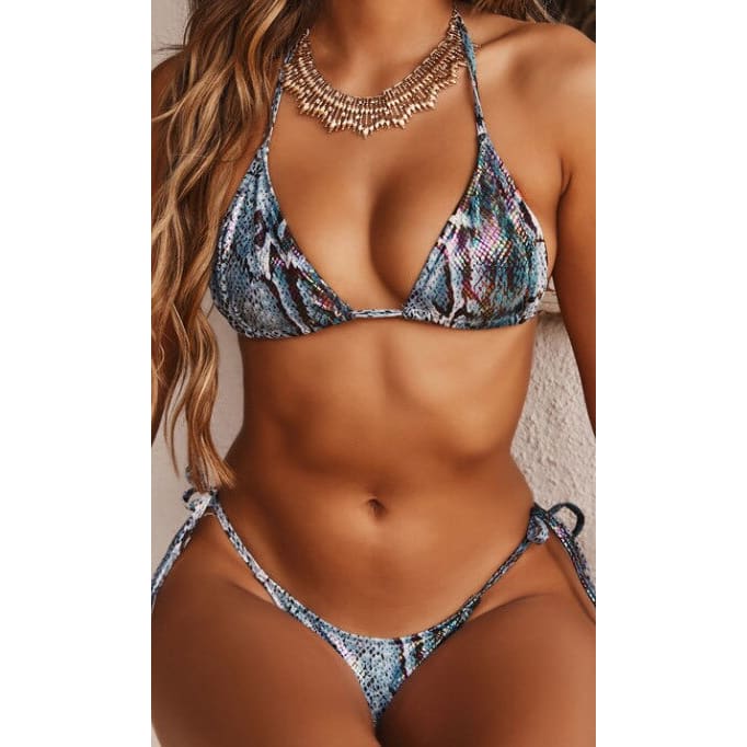 Polka Dot Tie Side Triangle Bikini Swimsuits - 09 / S / China On sale