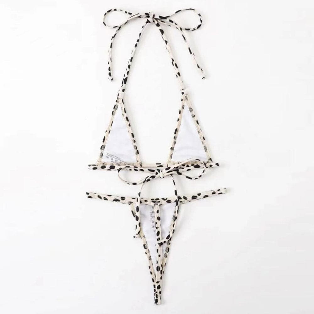 Polka Dot Triangle Thong Brazilian Bikini Swimsuits - On sale
