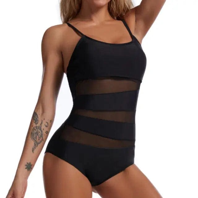 Print Mesh Push Up One Piece Swimsuit - A19941PG / S On sale