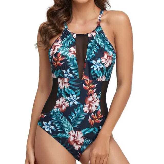 Print Mesh Push Up One Piece Swimsuit - A21120603A / S On sale